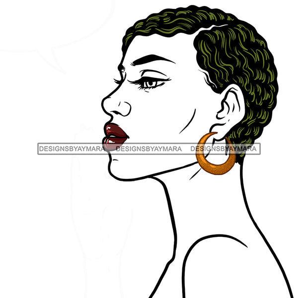 Melanin Woman With Short Hair Profile No Color  JPG PNG  Clipart Cricut Silhouette Cut Cutting