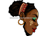 Africa Shaped Black Woman Face With African Print Headband  JPG PNG  Clipart Cricut Silhouette Cut Cutting