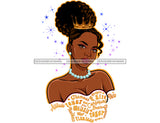 Beautiful Black Queen In White Gown With Words Hair Up With Crown  JPG PNG  Clipart Cricut Silhouette Cut Cutting