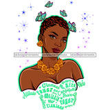 Black Queen Short Hair Wearing Gold Rose Necklace White Gown With Words JPG PNG  Clipart Cricut Silhouette Cut Cutting