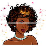 Black Queen Curly Hair With Crown And Pearls  JPG PNG  Clipart Cricut Silhouette Cut Cutting