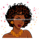 Black Queen Curly Hair With Gold Rose Necklace   JPG PNG  Clipart Cricut Silhouette Cut Cutting