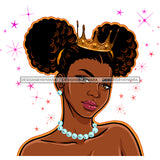 Brown Skin Queen With Crown And Pearls JPG PNG  Clipart Cricut Silhouette Cut Cutting