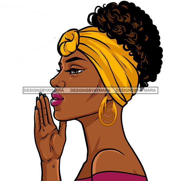 Melanin Woman In Yellow Headwrap   JPG PNG  Clipart Cricut Silhouette Cut Cutting