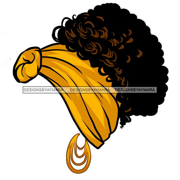 Yellow Headwrap Curly Hair Only JPG PNG  Clipart Cricut Silhouette Cut Cutting
