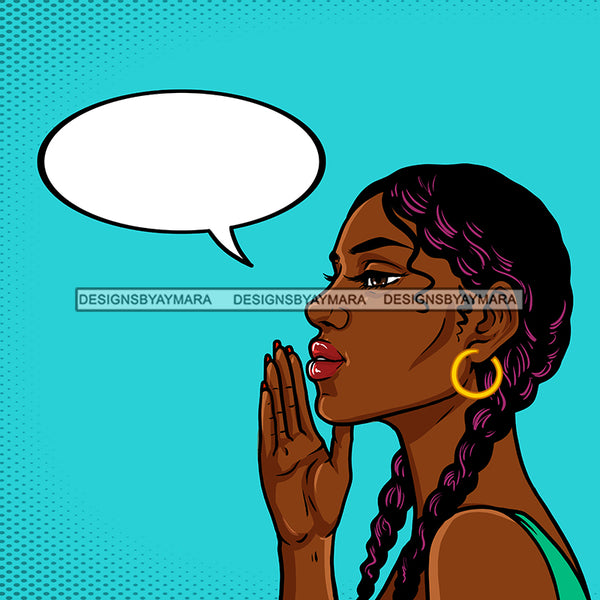 Black Woman With Long Braids And Conversation Bubble Background  JPG PNG  Clipart Cricut Silhouette Cut Cutting