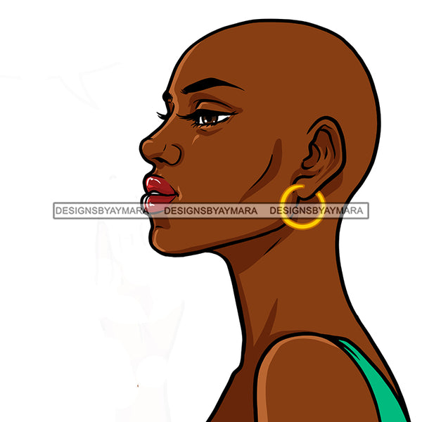 Bald Black Woman   JPG PNG  Clipart Cricut Silhouette Cut Cutting