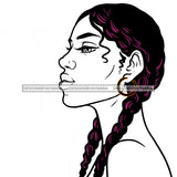 Black Woman With Long Braids No Color  JPG PNG  Clipart Cricut Silhouette Cut Cutting