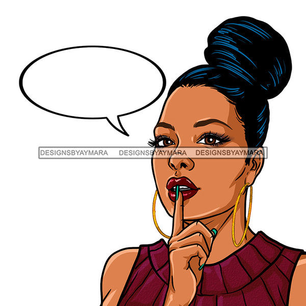Black Woman Hair In Bun With Conversation Bubble  JPG PNG  Clipart Cricut Silhouette Cut Cutting