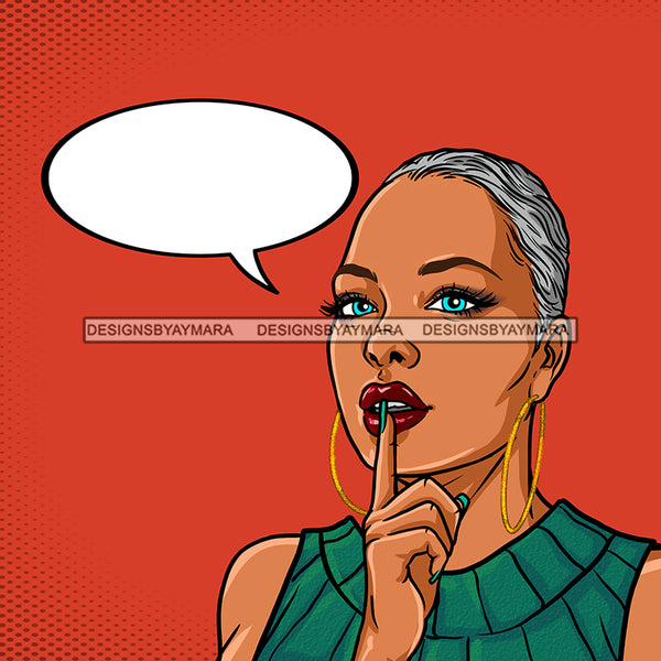 Black Woman Short Gray Hair With Conversation Bubble Color Background JPG PNG  Clipart Cricut Silhouette Cut Cutting