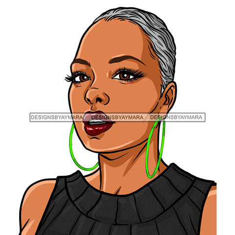 Black Woman With Short Gray Hair In Gray Black Dress JPG PNG  Clipart Cricut Silhouette Cut Cutting