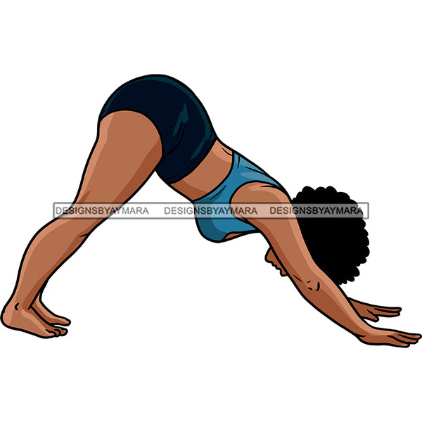 Black Woman Working Out In Blue Outfit JPG PNG  Clipart Cricut Silhouette Cut Cutting