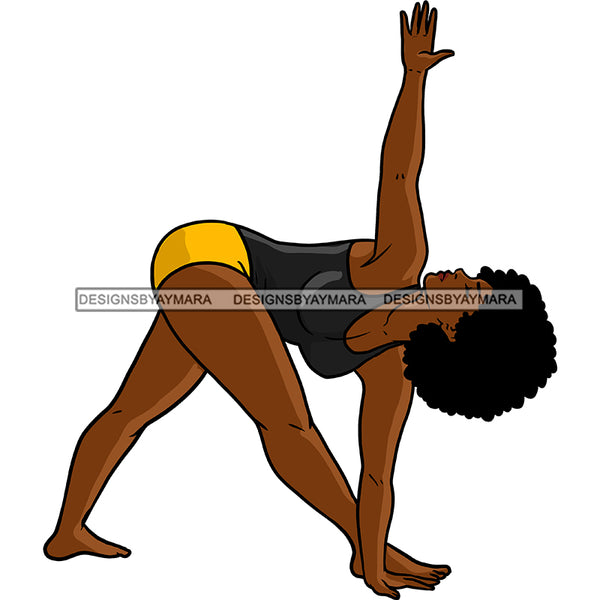 Black Woman Working Out In Gray And Yellow Outfit JPG PNG  Clipart Cricut Silhouette Cut Cutting