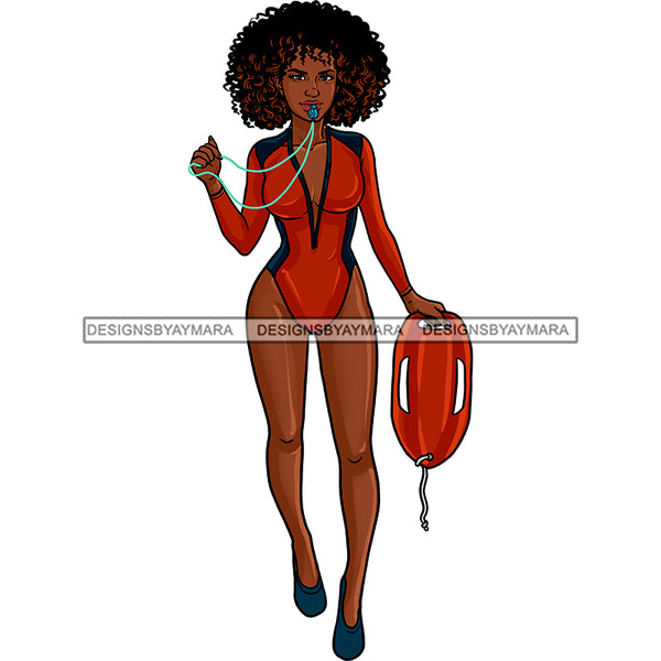 Sexy Black Woman Wearing Red  Holding A Whistle JPG PNG  Clipart Cricut Silhouette Cut Cutting