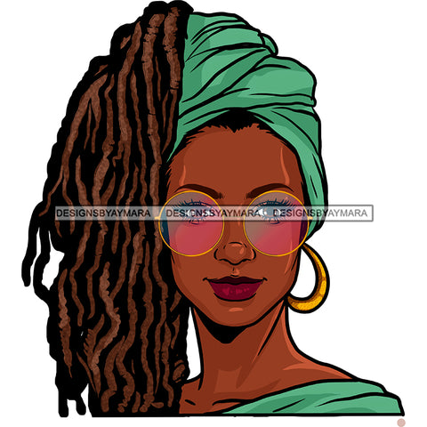 Brown Locs Dreads Sista Locs Green Headwrap On Brown Skin Woman JPG PNG  Clipart Cricut Silhouette Cut Cutting