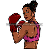 Black Woman Boxer Boxing In Pink JPG PNG  Clipart Cricut Silhouette Cut Cutting