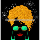 Black Silhouette Woman Gold Glittery Green Sunglasses Red Lips JPG PNG  Clipart Cricut Silhouette Cut Cutting
