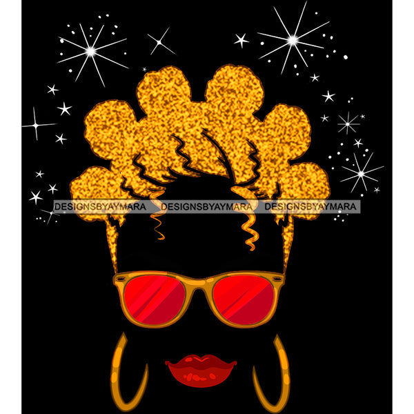 Black Silhouette Woman Gold Glittery Gold And Red Sunglasses Red Lips JPG PNG  Clipart Cricut Silhouette Cut Cutting