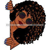 Peek A Boo Black Woman Curly Hair Dark Sunglasses And Blue Fingernails JPG PNG  Clipart Cricut Silhouette Cut Cutting