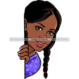 Peek A Boo Black Woman Braids Purple Top  JPG PNG  Clipart Cricut Silhouette Cut Cutting