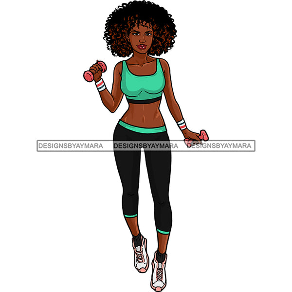 Sexy Black Woman Wearing Workout Outfit Black And Green JPG PNG  Clipart Cricut Silhouette Cut Cutting