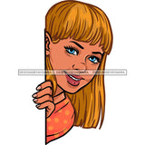 Peek A Boo White Woman Blonde Hair In Orange Top  JPG PNG  Clipart Cricut Silhouette Cut Cutting