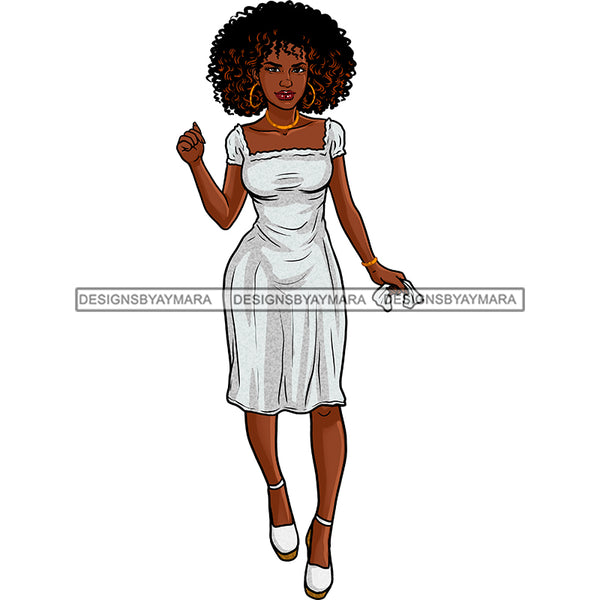 Sexy Black Woman Wearing White Dress JPG PNG Clipart Cricut Silhouette ...