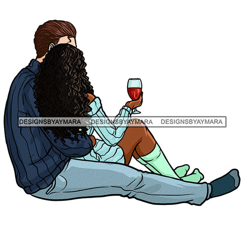 Black Caucasian Couple With Wine JPG PNG  Clipart Cricut Silhouette Cut Cutting