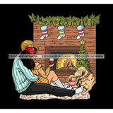 Caucasian Couple Fireplace And Dog  With Wine JPG PNG  Clipart Cricut Silhouette Cut Cutting