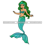 Mermaid With Green And Blue Hair And Fins JPG PNG  Clipart Cricut Silhouette Cut Cutting