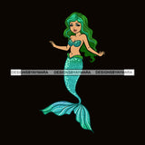 Mermaid Green And Blue Long Hair JPG PNG  Clipart Cricut Silhouette Cut Cutting