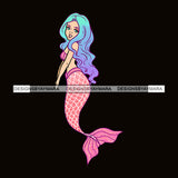 Mermaid Pink And Blue Long Hair JPG PNG  Clipart Cricut Silhouette Cut Cutting