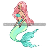 Mermaid Green And Pink Long Hair JPG PNG  Clipart Cricut Silhouette Cut Cutting