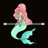 Mermaid Green And Pink Long Hair JPG PNG  Clipart Cricut Silhouette Cut Cutting