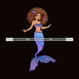 Black Afro Mermaid Purple And Blue Big Afro Hair JPG PNG  Clipart Cricut Silhouette Cut Cutting