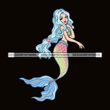 Mermaid Pink And Blue Long Hair JPG PNG  Clipart Cricut Silhouette Cut Cutting