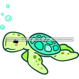 Green Turtle Sea Creature  JPG PNG  Clipart Cricut Silhouette Cut Cutting