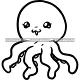 Octopus Black And White Outline Sea Creature  JPG PNG  Clipart Cricut Silhouette Cut Cutting