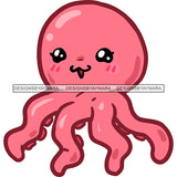 Pink Octopus  Sea Creature  JPG PNG  Clipart Cricut Silhouette Cut Cutting