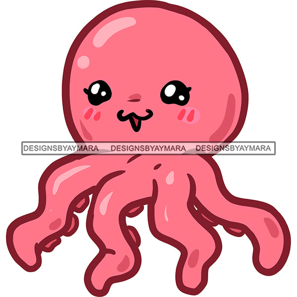 Pink Octopus  Sea Creature  JPG PNG  Clipart Cricut Silhouette Cut Cutting