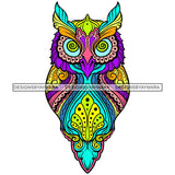 Owl Colorful Pattern Tattoo Tribal SVG PNG JPG Cut Files For Silhouette Cricut and More!