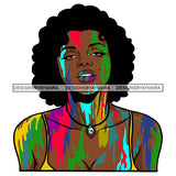 Afro Woman Paint Skin Dripping Melanin Nubian SVG PNG JPG Cut Files For Silhouette Cricut and More!