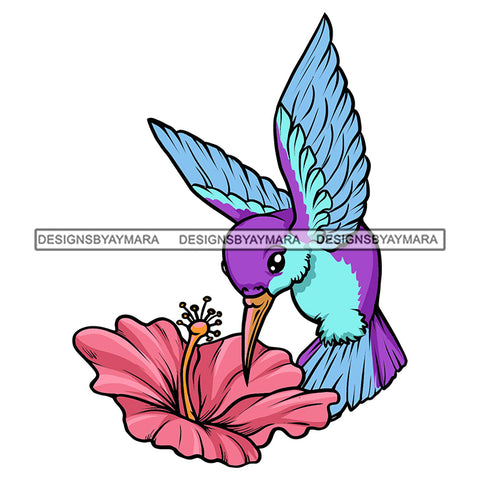 Hummingbird Flying Flower Wildlife Animal Tattoo Wings Freedom SVG PNG JPG Cut Files For Silhouette Cricut and More!