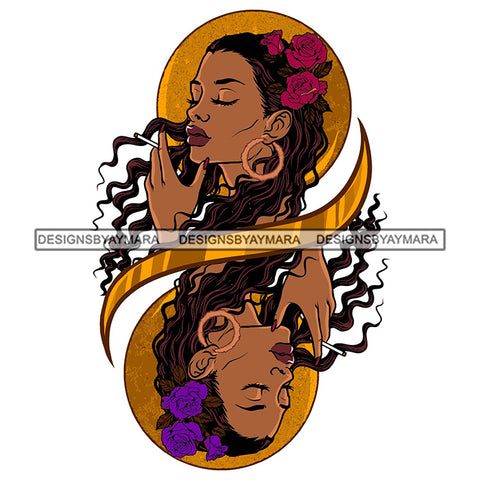 Melanin Woman Smoking Smoke Flower Hoop Earrings SVG PNG JPG Cut Files For Silhouette Cricut and More!