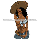 Cowgirl Cowboy Western Melanin Woman Hat Belt Tattoo SVG PNG JPG Cut Files For Silhouette Cricut and More!