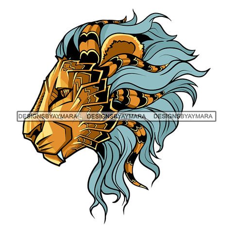 Lion Head Sideway Power Wild Animal Danger Mammal Safari Nature SVG PNG JPG Cut Files For Silhouette Cricut and More!