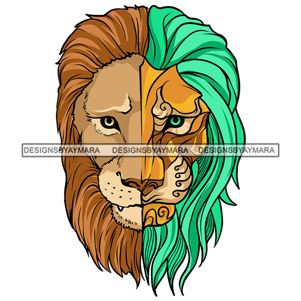 Lion Head Power Wild Animal Danger Mammal Safari Nature SVG PNG JPG Cut Files For Silhouette Cricut and More!