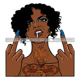 Melanin Woman Smoking Pointing Middle Finger Gangster Gansta SVG PNG JPG Cut Files For Silhouette Cricut and More!