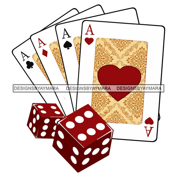 Casino Card A Heart Spade Diamond Club Games Dice Entertainment SVG PNG JPG Cut Files For Silhouette Cricut and More!