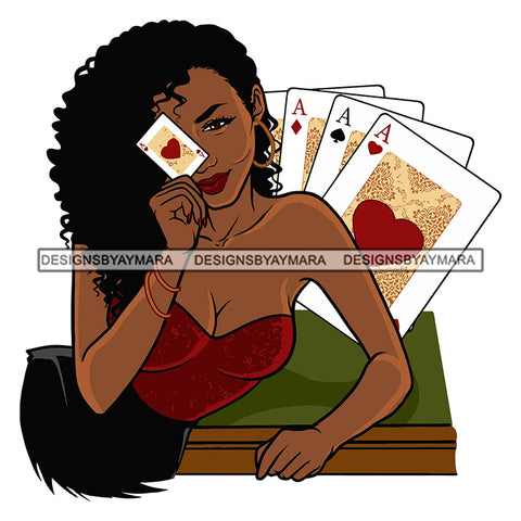 Melanin Woman Casino Card A Heart Spade Diamond Club Games Dice Entertainment SVG PNG JPG Cut Files For Silhouette Cricut and More!SVG PNG JPG Cut Files For Silhouette Cricut and More!